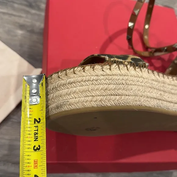 Valentino Garavani Rockstud Flatform Espadrilles Sandals Leopard Espadrille Sz 6