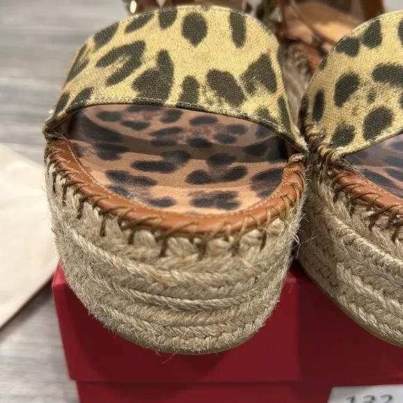 Valentino Garavani Rockstud Flatform Espadrilles Sandals Leopard Espadrille Sz 6