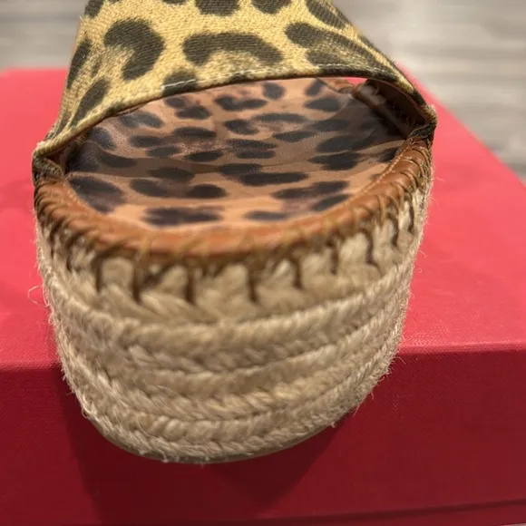 Valentino Garavani Rockstud Flatform Espadrilles Sandals Leopard Espadrille Sz 6