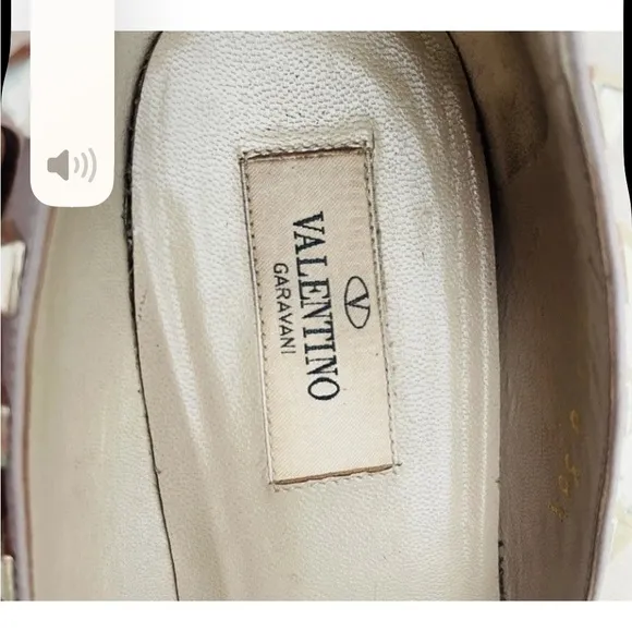Valentino Rockstud Tan/Nude Wedge Heel Shoes- Sz 38.5