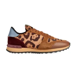 Valentino Valentino Garavani Pony Hair Leopard Print Rockstud Trainers Size 8