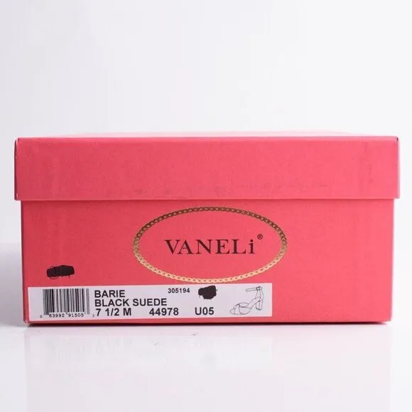Vaneli Womens Barie Black Suede Strap Pump Mother pearl Heels Shoes Sz 7.5 New