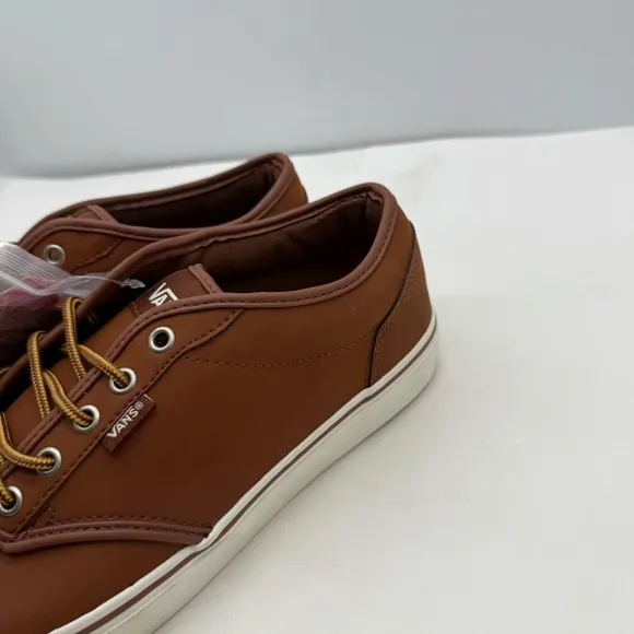 Vans Atwood Mens 11.5 Brown Leather Shoes Sneakers Low Lace Skateboard New!