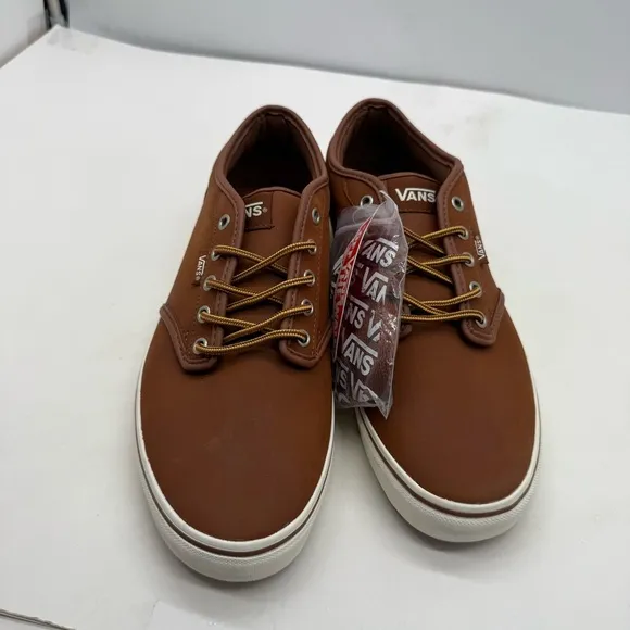Vans Atwood Mens 11.5 Brown Leather Shoes Sneakers Low Lace Skateboard New!