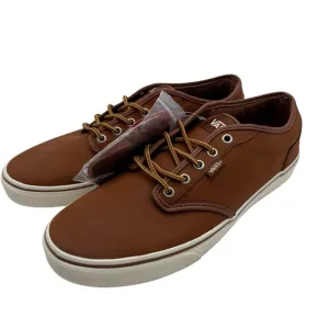Vans Atwood Mens 11.5 Brown Leather Shoes Sneakers Low Lace Skateboard New!