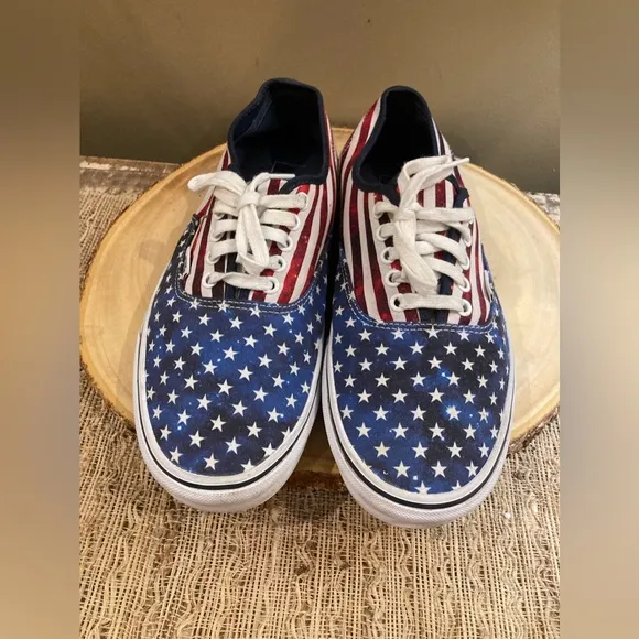 Vans Authentic (Custom) Red/White/Blue Patriotic Mens Size 11 Skate