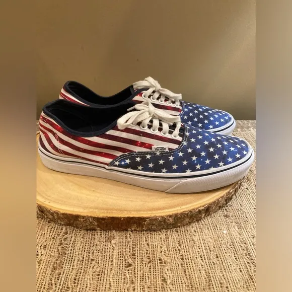 Vans Authentic (Custom) Red/White/Blue Patriotic Mens Size 11 Skate