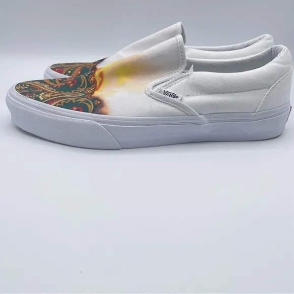 Vans Classic Slip On Big Reveal True White/Paisley Skate Shoes Unisex W/10.5 M/9