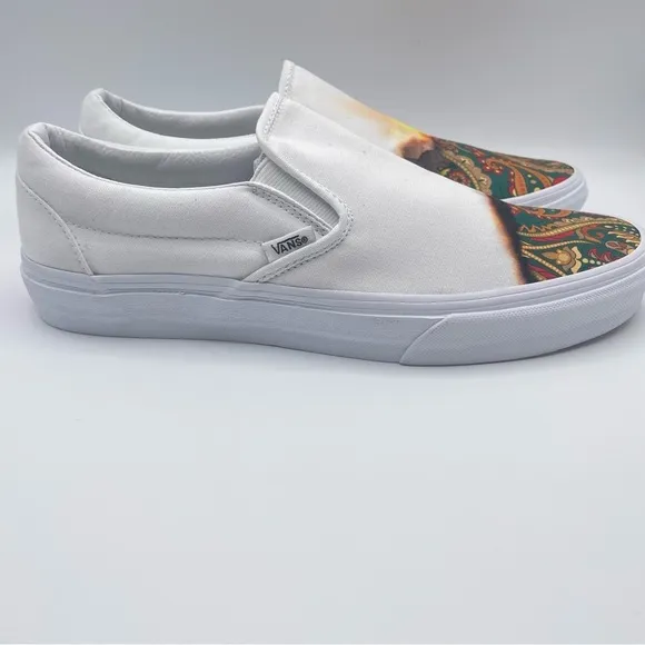 Vans Classic Slip On Big Reveal True White/Paisley Skate Shoes Unisex W/10.5 M/9