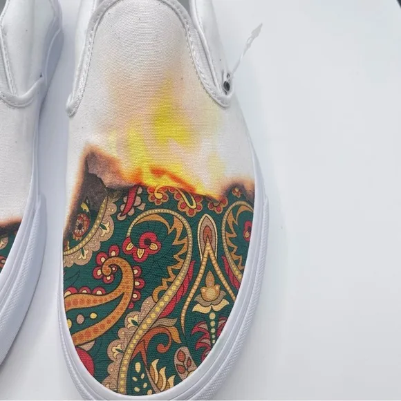 Vans Classic Slip On Big Reveal True White/Paisley Skate Shoes Unisex W/10.5 M/9