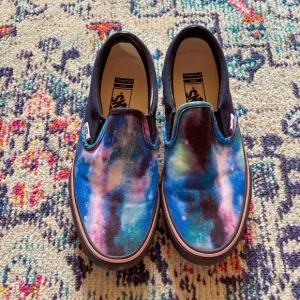 Vans Custom Slip-Ons Galaxy Printed Sneakers 💙