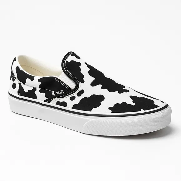 Van's Customs Classic Cow Print Slip-On Shoe NEW No Tags men's 7, Women's 8.5