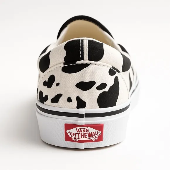 Van's Customs Classic Cow Print Slip-On Shoe NEW No Tags men's 7, Women's 8.5