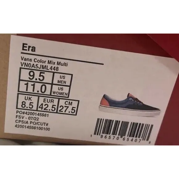 Vans Era Sneakers Low Top Skateboard SB Shoes Mens 9.5 New In Box Fast Ship