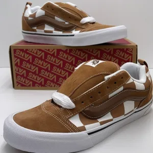 Vans Men’s Knu SkoolMega Check BrownVN000CRPBRO Brown and White Checkered Shoe