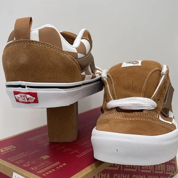 Vans Men’s Knu SkoolMega Check BrownVN000CRPBRO Brown and White Checkered Shoe