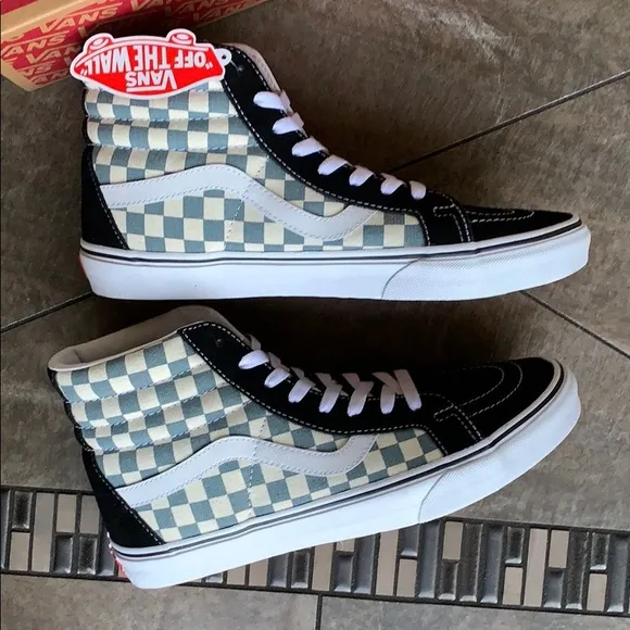VANS Men’s Sk8-Hi REISSUE CHECKERBOARD BLK/Citadel Sneakers
