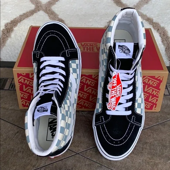 VANS Men’s Sk8-Hi REISSUE CHECKERBOARD BLK/Citadel Sneakers
