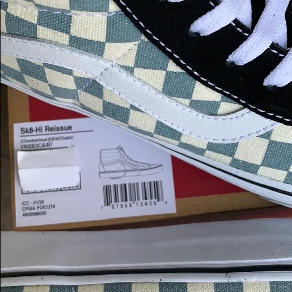 VANS Men’s Sk8-Hi REISSUE CHECKERBOARD BLK/Citadel Sneakers