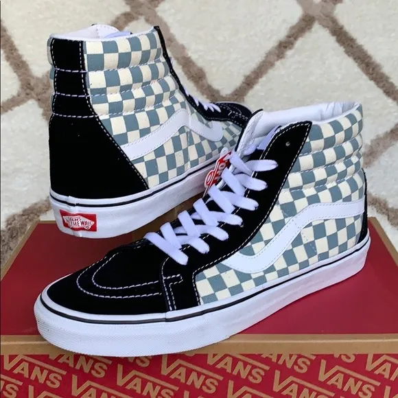 VANS Men’s Sk8-Hi REISSUE CHECKERBOARD BLK/Citadel Sneakers