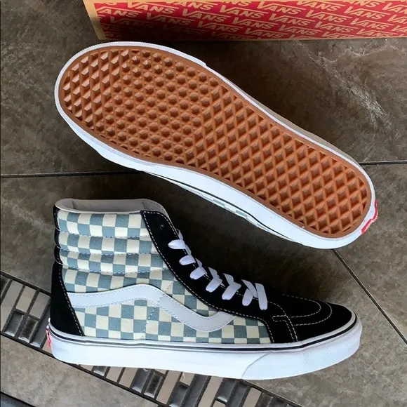 VANS Men’s Sk8-Hi REISSUE CHECKERBOARD BLK/Citadel Sneakers