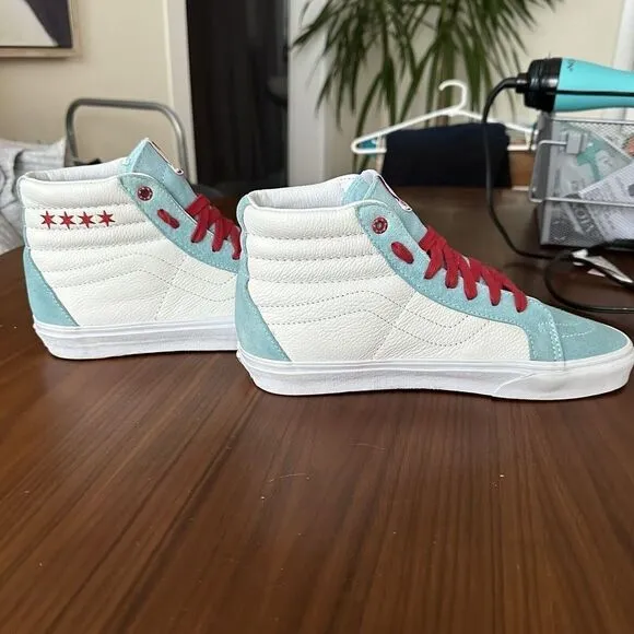 Vans Off the Wall Hi Top Shoes Chicago Windy City Sk8 HI RARE Blue Red White