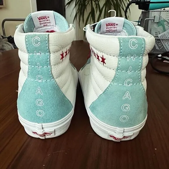 Vans Off the Wall Hi Top Shoes Chicago Windy City Sk8 HI RARE Blue Red White