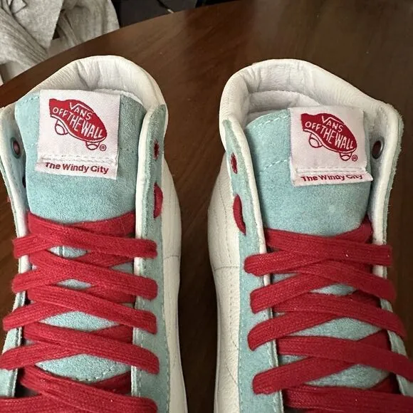 Vans Off the Wall Hi Top Shoes Chicago Windy City Sk8 HI RARE Blue Red White