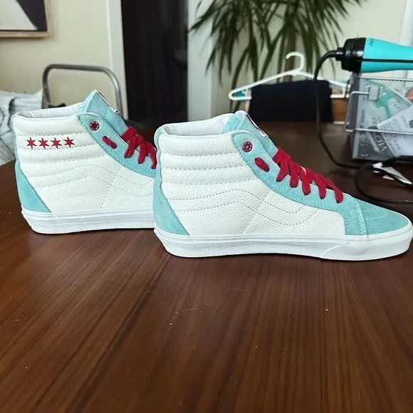 Vans Off the Wall Hi Top Shoes Chicago Windy City Sk8 HI RARE Blue Red White