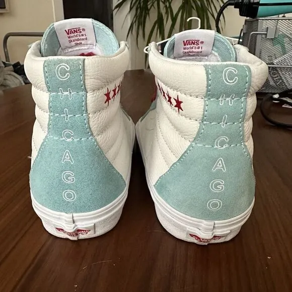 Vans Off the Wall Hi Top Shoes Chicago Windy City Sk8 HI RARE Blue Red White