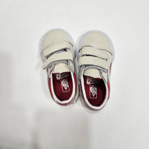 Vans Old Skool X David Bowie Toddler Sneakers Iridescent White Red Size 4.5