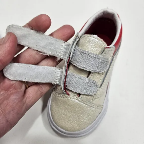 Vans Old Skool X David Bowie Toddler Sneakers Iridescent White Red Size 4.5
