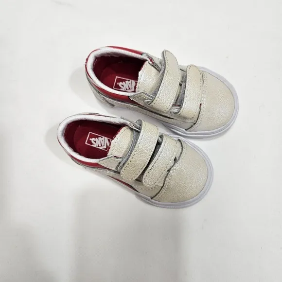Vans Old Skool X David Bowie Toddler Sneakers Iridescent White Red Size 4.5