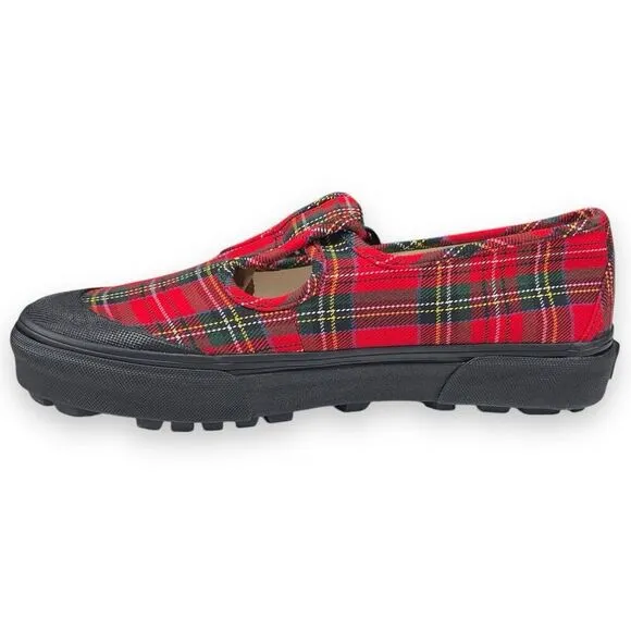 VANS Red Tartan Plaid One-Buckle Mary Jane Womens Size 8 Chunky Soles Shoes