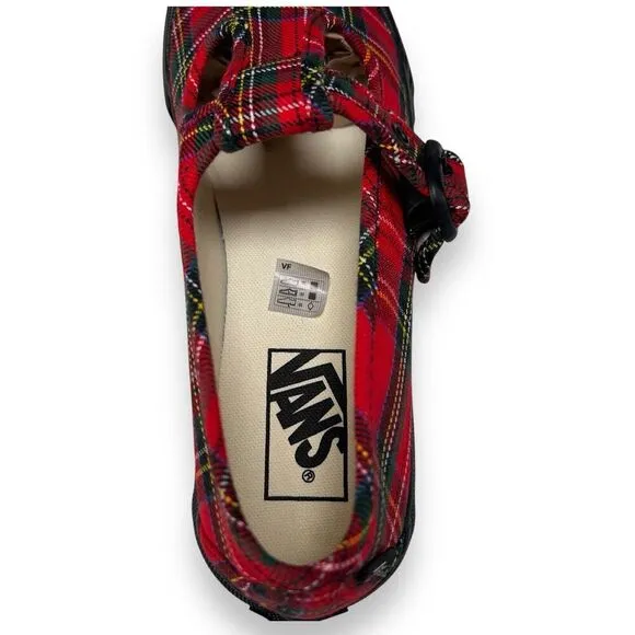 VANS Red Tartan Plaid One-Buckle Mary Jane Womens Size 8 Chunky Soles Shoes