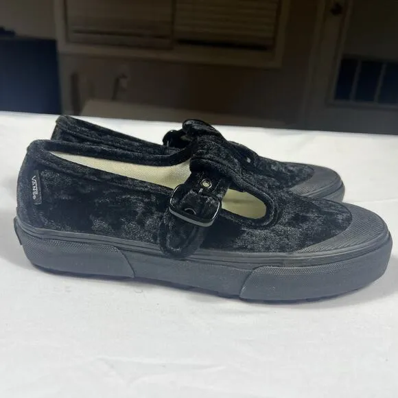 Vans Womens Black Mary Jane’s Style 93 Crushed Velvet Shoes Size 7 507452