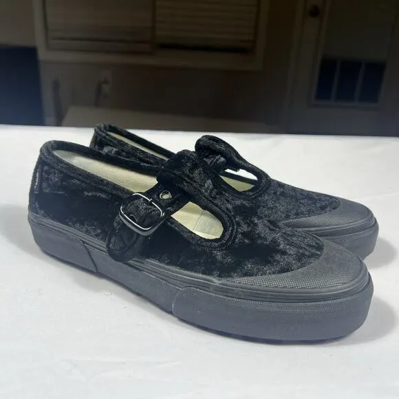 Vans Womens Black Mary Jane’s Style 93 Crushed Velvet Shoes Size 7 507452
