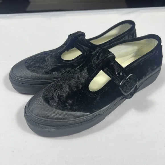Vans Womens Black Mary Jane’s Style 93 Crushed Velvet Shoes Size 7 507452