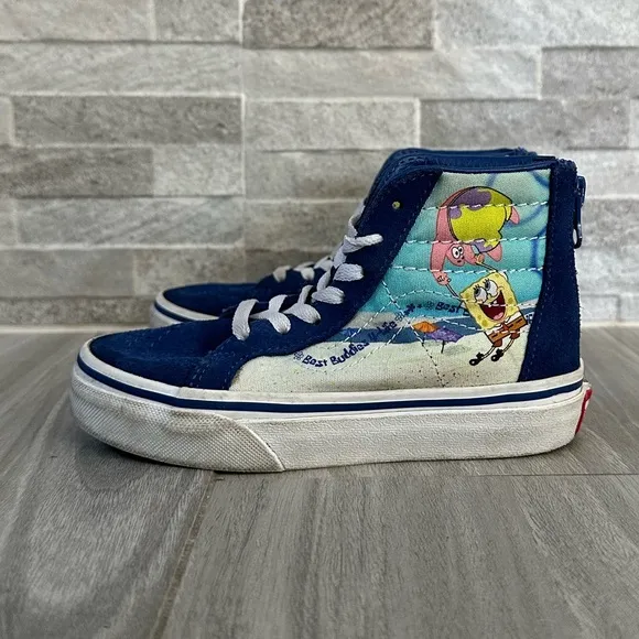 VANS X SpongeBob Sk8-Hi Kid's Limited-Edition- Blue and White- Size 11.5C