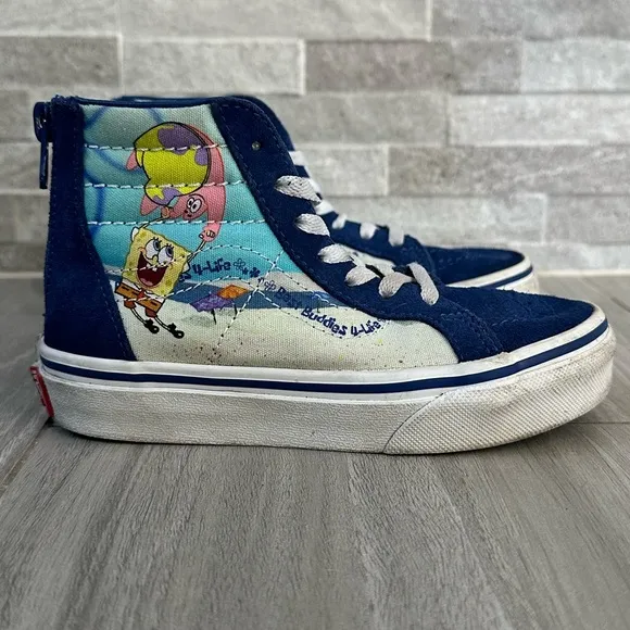 VANS X SpongeBob Sk8-Hi Kid's Limited-Edition- Blue and White- Size 11.5C