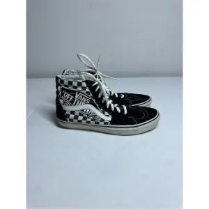Vans SK8 Patch Hi Top Shoes Men’s Sz 9.5 Checker Embroidered Logo Black/White