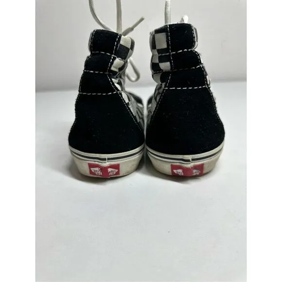 Vans SK8 Patch Hi Top Shoes Men’s Sz 9.5 Checker Embroidered Logo Black/White