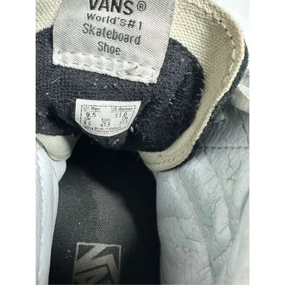 Vans SK8 Patch Hi Top Shoes Men’s Sz 9.5 Checker Embroidered Logo Black/White