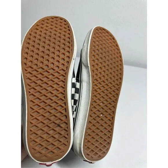 Vans SK8 Patch Hi Top Shoes Men’s Sz 9.5 Checker Embroidered Logo Black/White