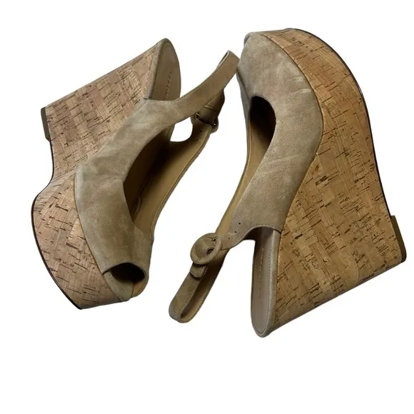 Veronica Beard Dali Cork Wedge Slingback Tan Sandals Women’s Size 9
