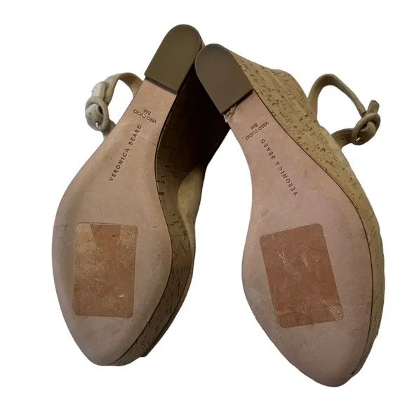 Veronica Beard Dali Cork Wedge Slingback Tan Sandals Women’s Size 9