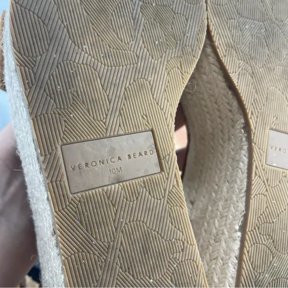 Veronica Beard Gianna Raffia espadrilles platform Sandals Sz 10 caramel leather