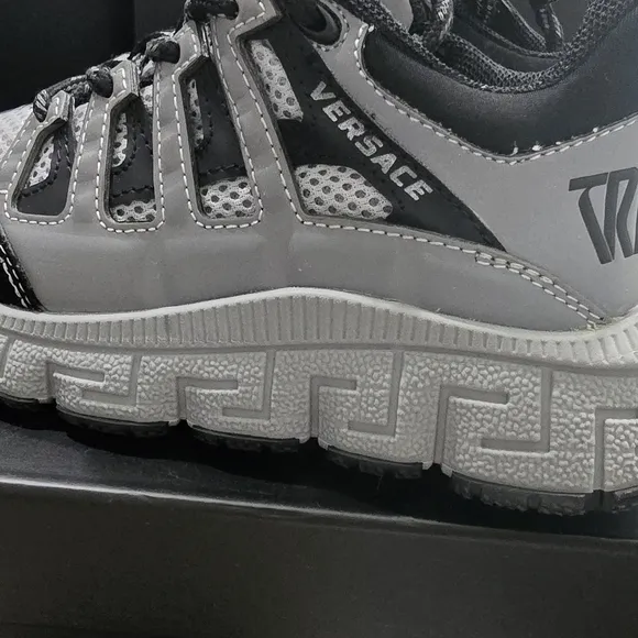 Versace Kids Black and Gray Sneakers