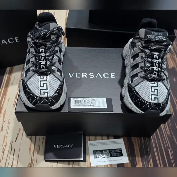 Versace Kids Black and Gray Sneakers