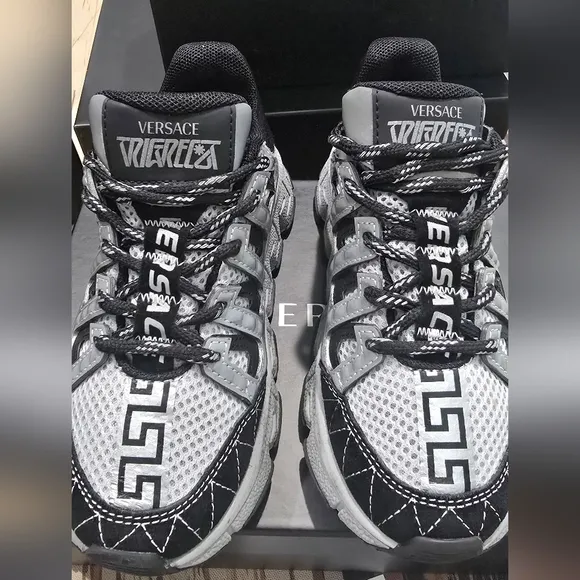 Versace Kids Black and Gray Sneakers